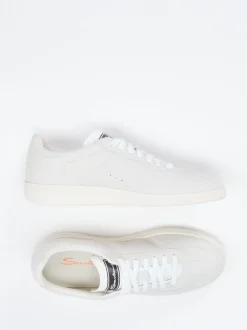 Santoni – Sneaker aus Elchleder in Off-White