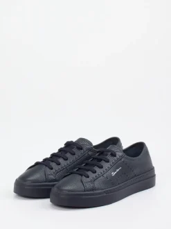Santoni – Sneaker aus genarbtem Kalbleder Dunkelblau