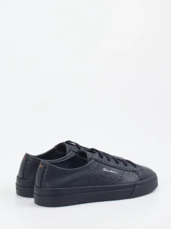 Santoni – Sneaker aus genarbtem Kalbleder Dunkelblau