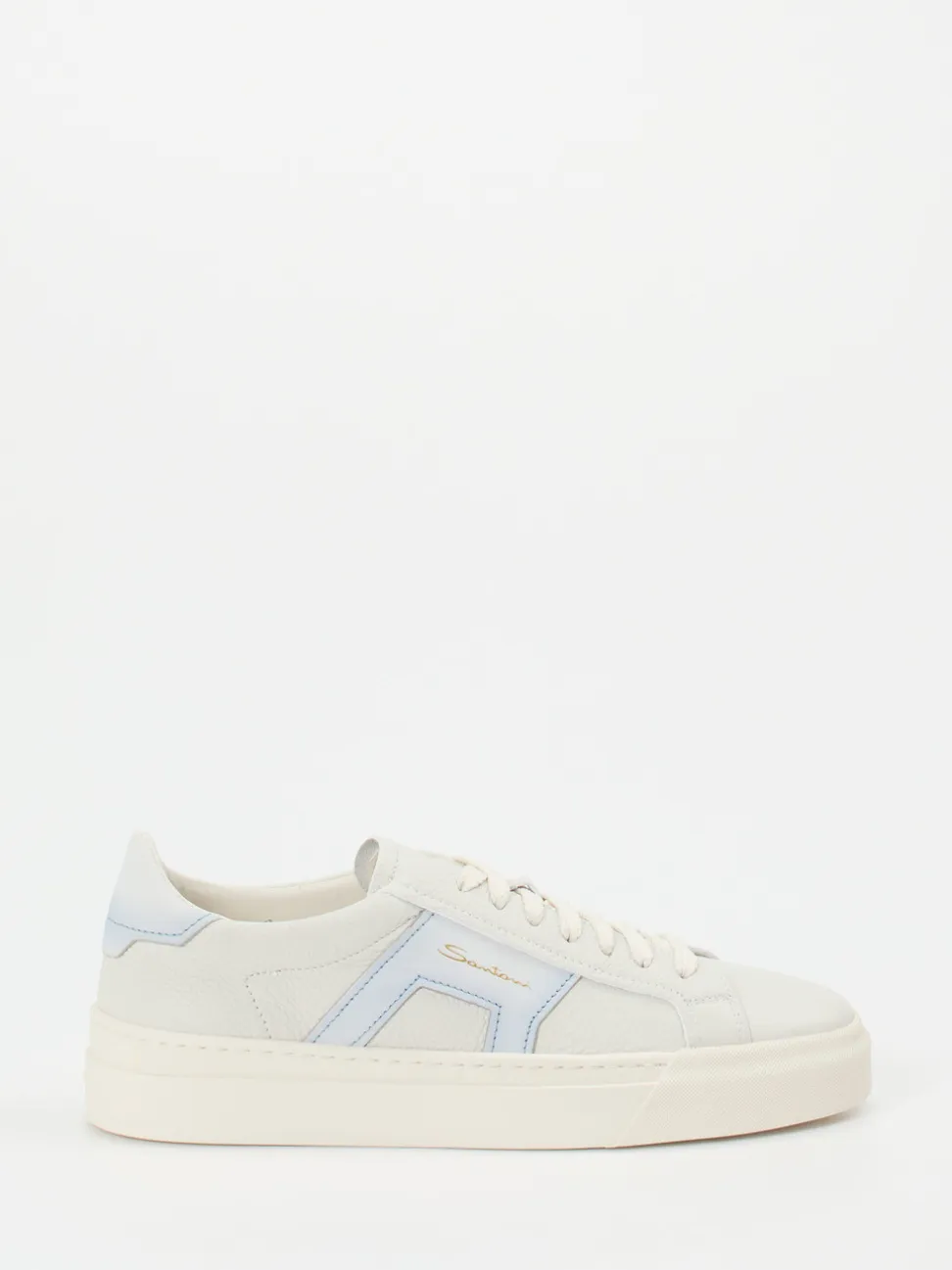 Santoni – Sneaker aus genarbtem Lammleder cremeweiß