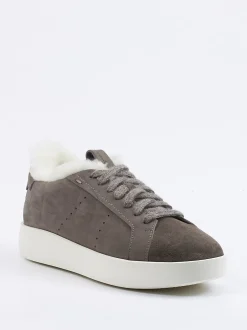 Santoni – Sneaker aus geprägtem Leder in Grau