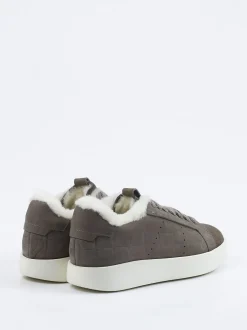 Santoni – Sneaker aus geprägtem Leder in Grau