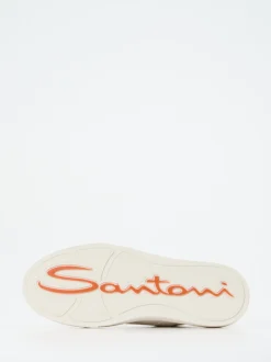 Santoni – Sneaker aus Kalbleder cremeweiß
