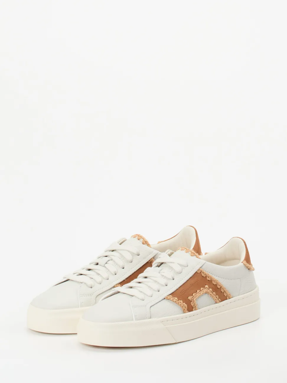 Santoni – Sneaker aus Kalbleder mit Veloursdetails