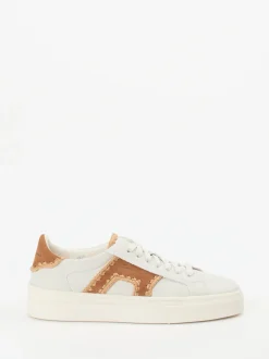 Santoni – Sneaker aus Kalbleder mit Veloursdetails