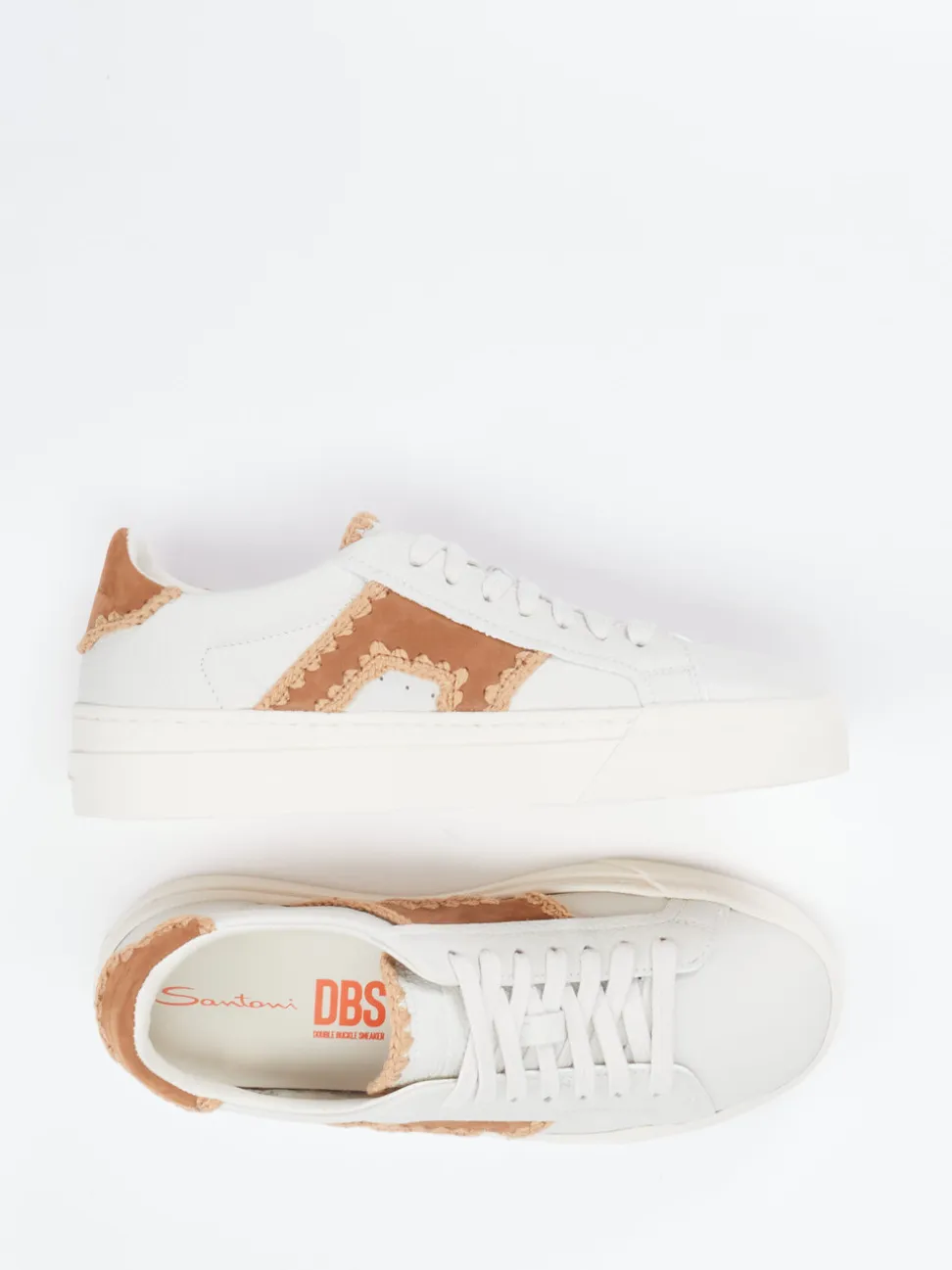 Santoni – Sneaker aus Kalbleder mit Veloursdetails