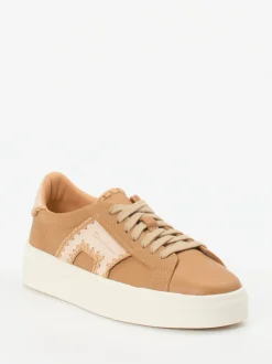 Santoni – Sneaker aus Kalbleder in Karamellbraun