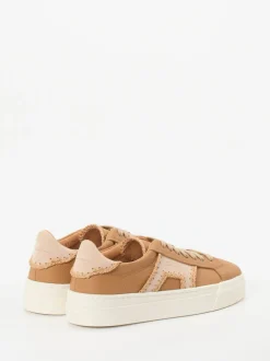 Santoni – Sneaker aus Kalbleder in Karamellbraun