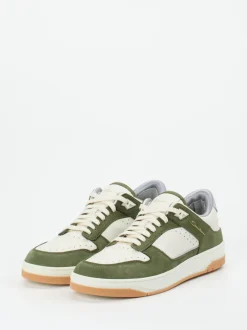 Santoni – Sneaker aus Kalbleder und Nubuk in Creme