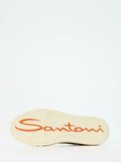 Santoni – Sneaker aus Kalbleder in Steingrau