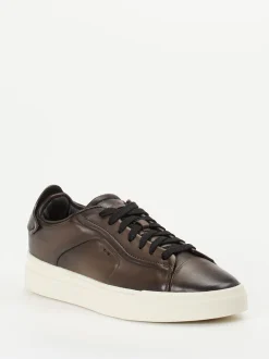 Santoni – Sneaker aus Kalbleder Dunkelbraun