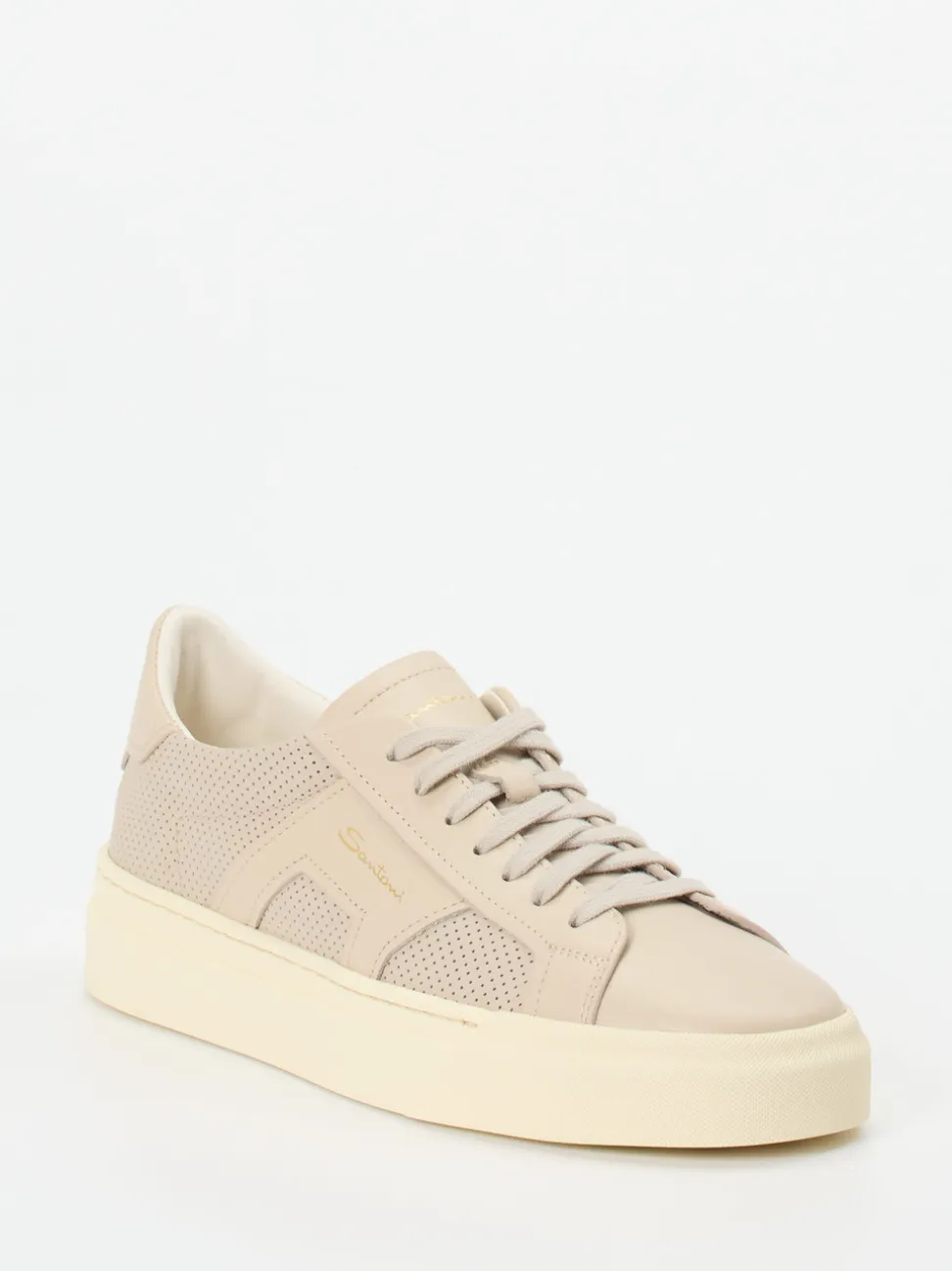 Santoni – Sneaker aus Kalbleder in Beige