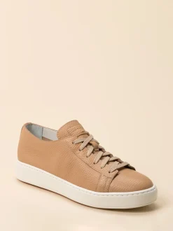 Santoni – Sneaker aus Kalbleder in Beigebraun