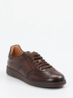 Santoni – Sneaker aus Kalbleder Dunkelbraun