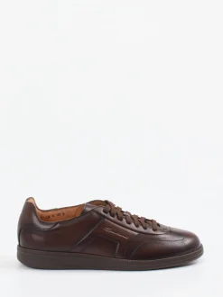 Santoni – Sneaker aus Kalbleder Dunkelbraun