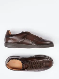 Santoni – Sneaker aus Kalbleder Dunkelbraun