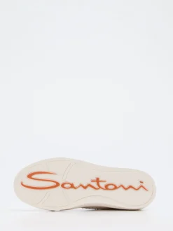 Santoni – Sneaker aus Kalbleder in Off-White