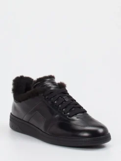 Santoni – Sneaker aus Kalbleder mit Lammfellfutter