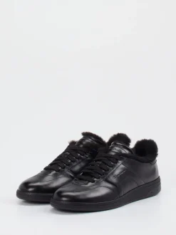 Santoni – Sneaker aus Kalbleder mit Lammfellfutter