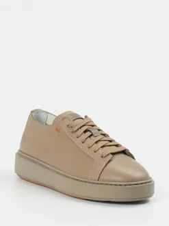 Santoni – Sneaker aus Kalbleder in Beigebraun