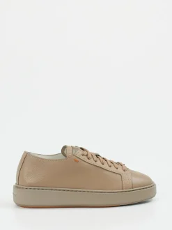 Santoni – Sneaker aus Kalbleder in Beigebraun