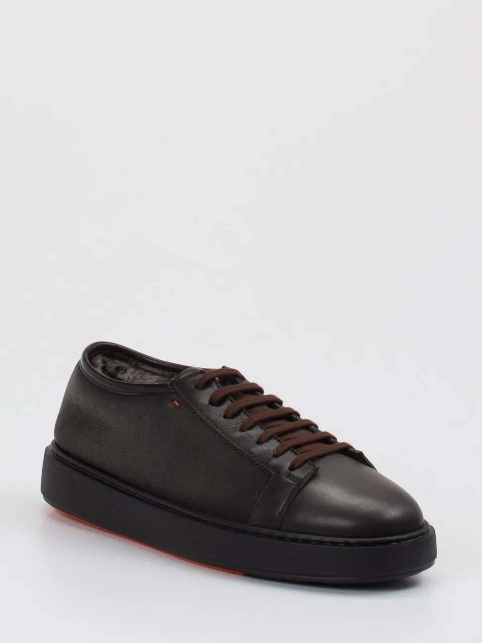 Santoni – Sneaker aus Lammleder in Dunkelbraun