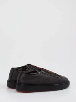 Santoni – Sneaker aus Lammleder in Dunkelbraun