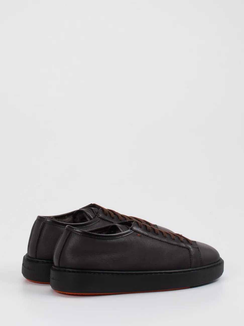 Santoni – Sneaker aus Lammleder in Dunkelbraun