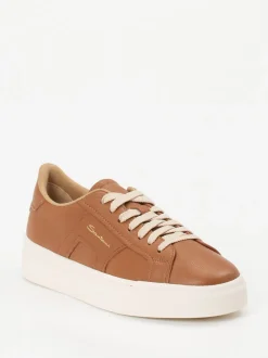 Santoni – Sneaker aus Lammleder Cognacbraun