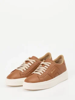 Santoni – Sneaker aus Lammleder Cognacbraun
