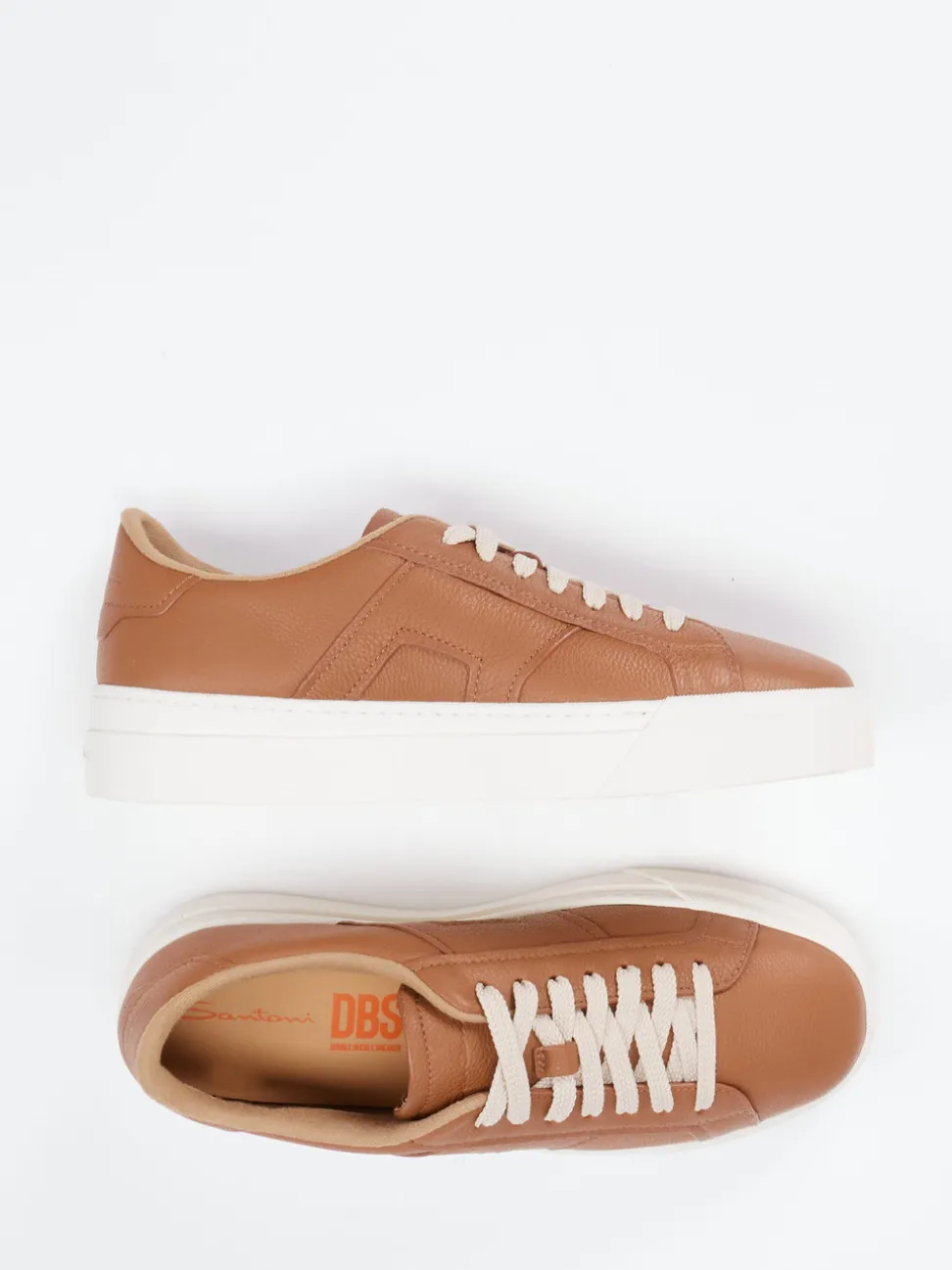 Santoni – Sneaker aus Lammleder Cognacbraun