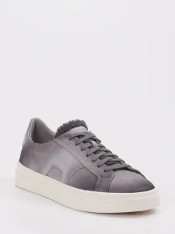 Santoni – Sneaker aus Leder in Schiefergrau