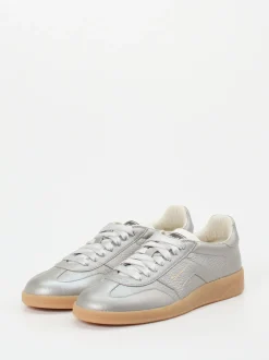 Santoni – Sneaker aus Metallicleder in Silber