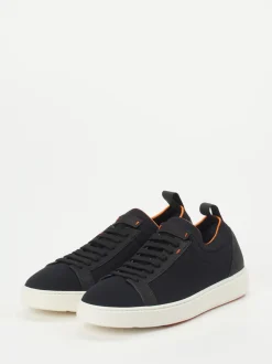 Santoni – Sneaker aus Stretch und Veloursleder Schwarz