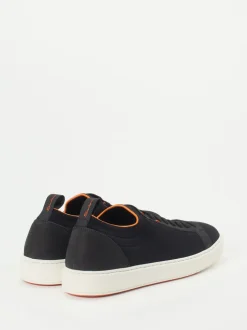 Santoni – Sneaker aus Stretch und Veloursleder Schwarz