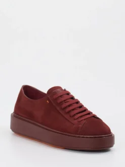 Santoni – Sneaker aus Veloursleder weinrot