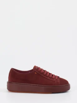 Santoni – Sneaker aus Veloursleder weinrot