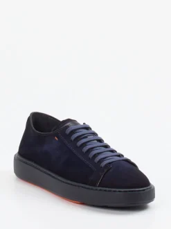 Santoni – Sneaker aus Veloursleder Dunkelblau