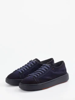 Santoni – Sneaker aus Veloursleder Dunkelblau