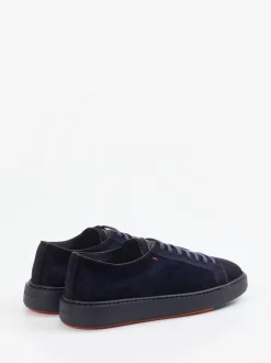 Santoni – Sneaker aus Veloursleder Dunkelblau