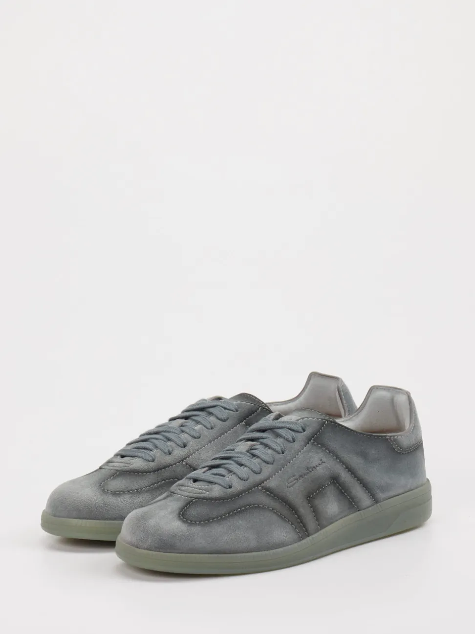 Santoni – Sneaker aus Veloursleder blaugrau