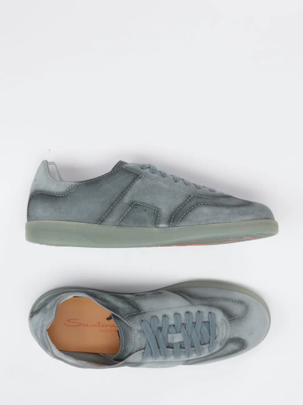 Santoni – Sneaker aus Veloursleder blaugrau