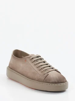Santoni – Sneaker aus Veloursleder in Taupe