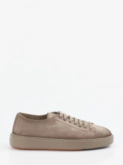 Santoni – Sneaker aus Veloursleder in Taupe