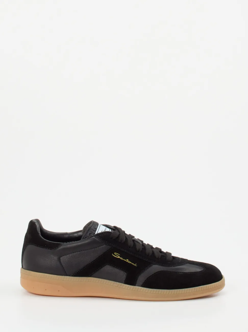 Santoni – Sneaker aus Veloursleder und Glattleder schwarz