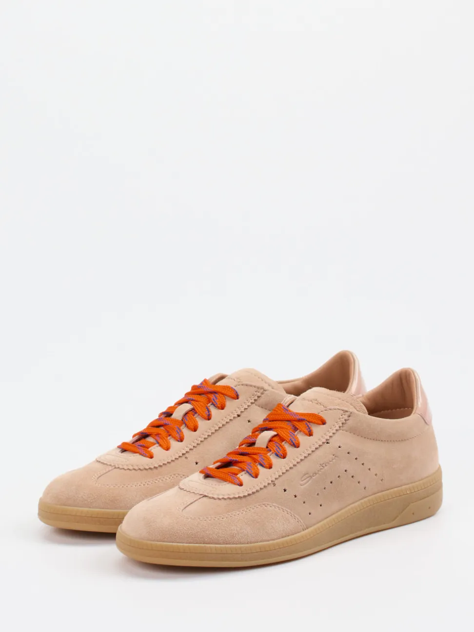 Santoni – Sneaker aus Veloursleder in Beige