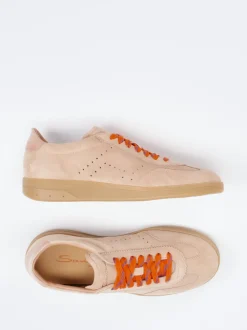 Santoni – Sneaker aus Veloursleder in Beige