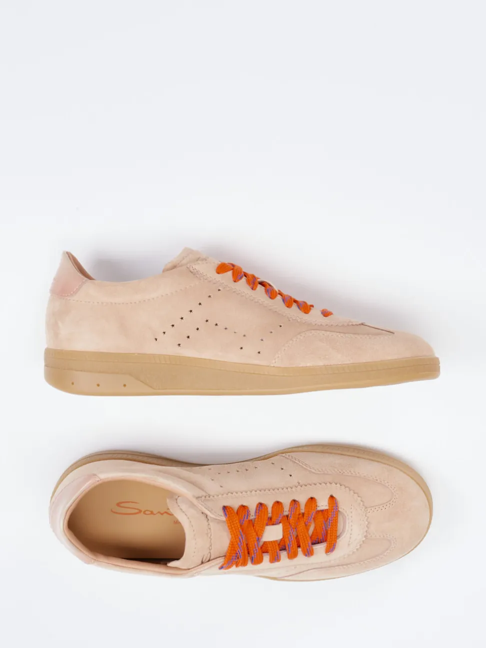 Santoni – Sneaker aus Veloursleder in Beige