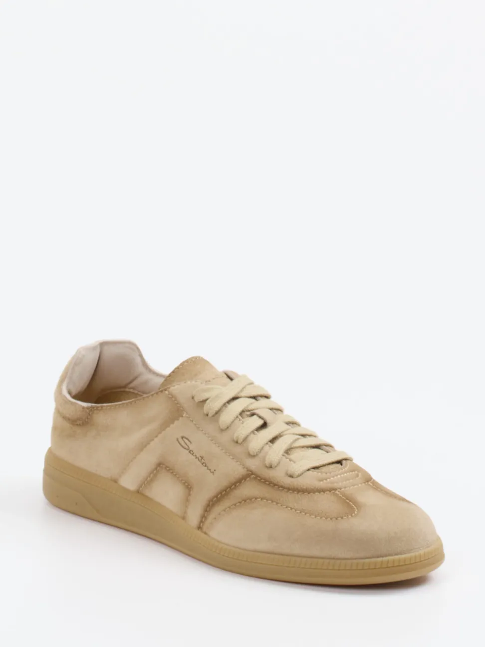 Santoni – Sneaker aus Veloursleder sandbeige