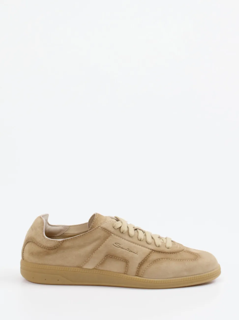 Santoni – Sneaker aus Veloursleder sandbeige